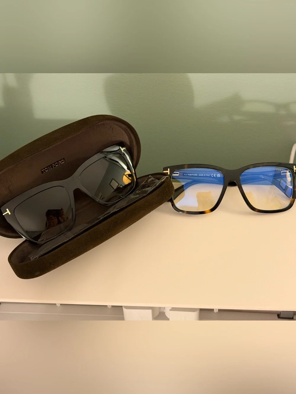 Tom Ford FT6069-B clip-on square sunglasses / blue light block lenses